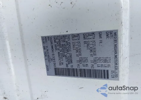 2019 Nissan Pathfinder Sv z USA, uszkodzony, nr VIN 5N1DR2MM0KC639590